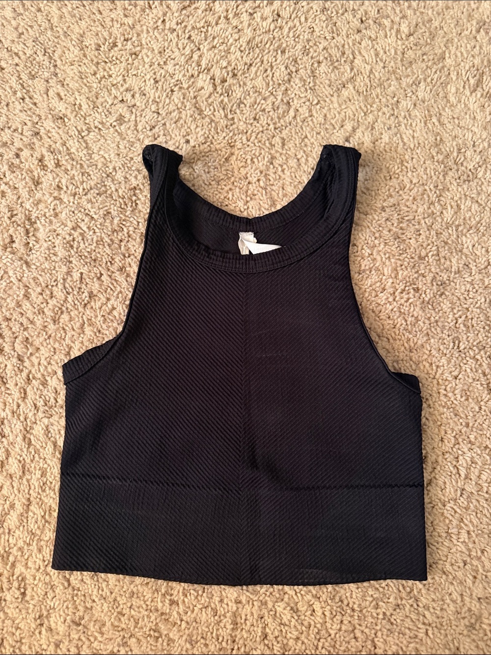 Hardly worn- Women's Black Ribbed Cropped Tank Top
